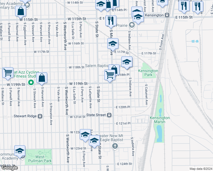 map of restaurants, bars, coffee shops, grocery stores, and more near in Chicago