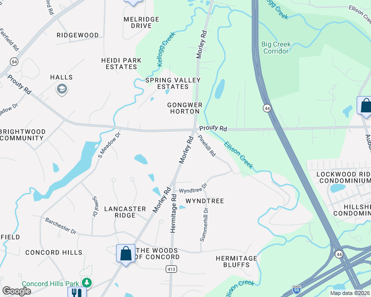 map of restaurants, bars, coffee shops, grocery stores, and more near 7073 Morley Road in Painesville