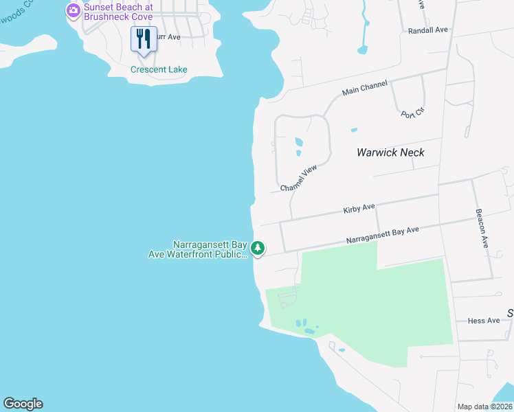 map of restaurants, bars, coffee shops, grocery stores, and more near 310 Kirby Avenue in Warwick