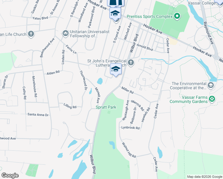 map of restaurants, bars, coffee shops, grocery stores, and more near 98 Wilbur Boulevard in Poughkeepsie