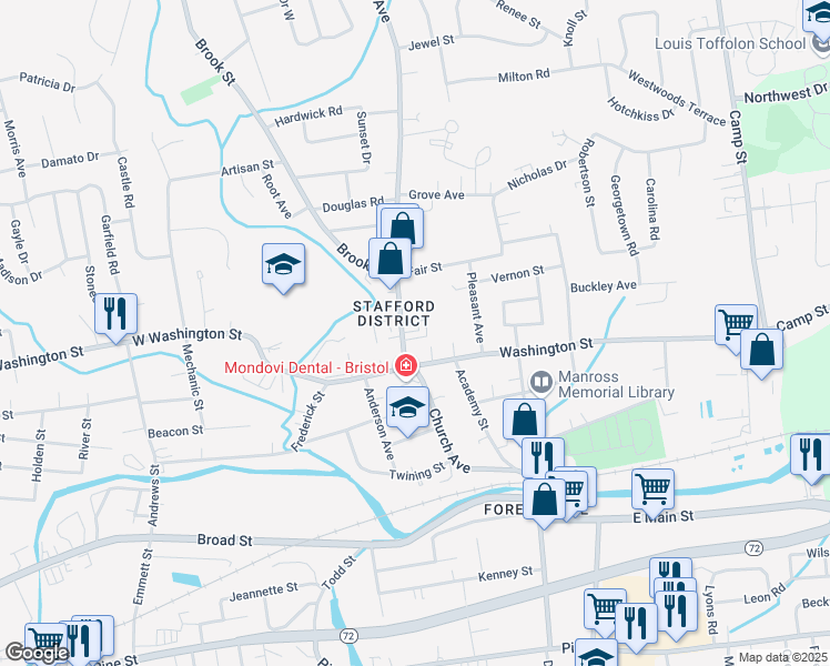 map of restaurants, bars, coffee shops, grocery stores, and more near 18 Stafford Avenue in Bristol