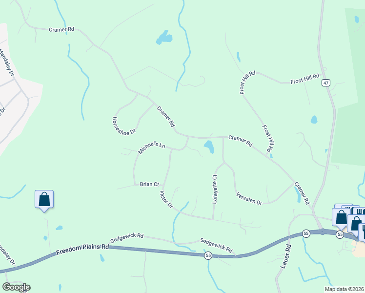 map of restaurants, bars, coffee shops, grocery stores, and more near 19 Michael's Lane in Poughkeepsie