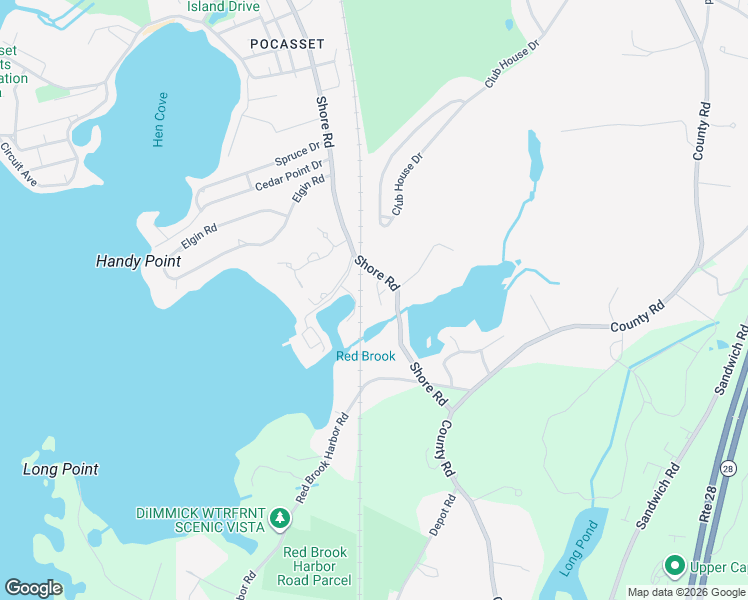 map of restaurants, bars, coffee shops, grocery stores, and more near 1090 Shore Road in Bourne