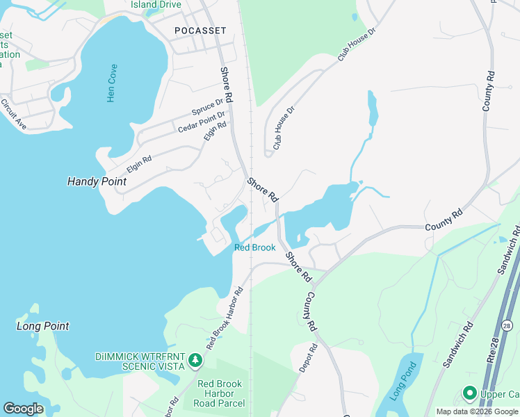 map of restaurants, bars, coffee shops, grocery stores, and more near 1090 Shore Road in Bourne