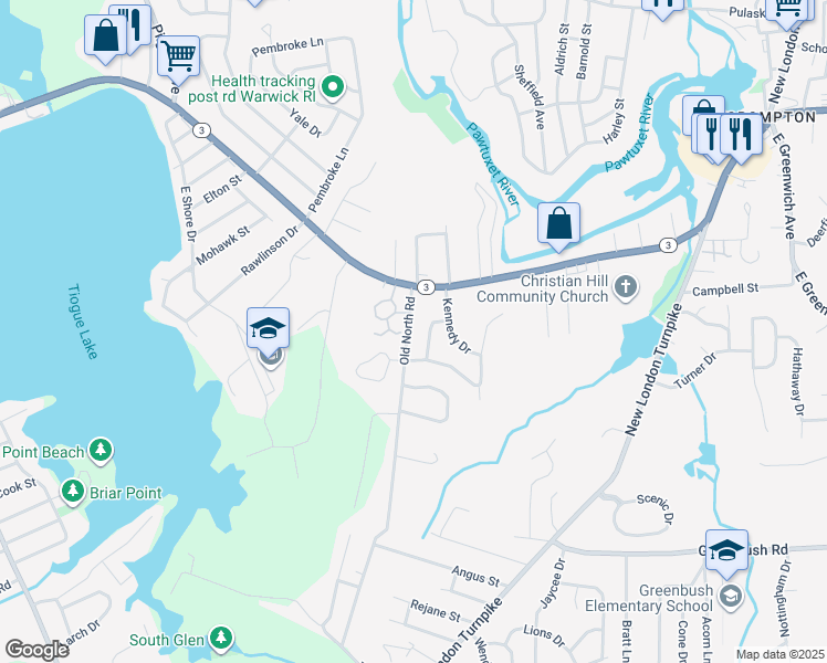 map of restaurants, bars, coffee shops, grocery stores, and more near 8 Old North Road in Coventry