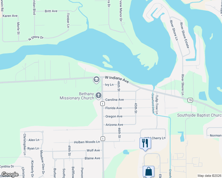 map of restaurants, bars, coffee shops, grocery stores, and more near 29964 Connecticut Avenue in Elkhart