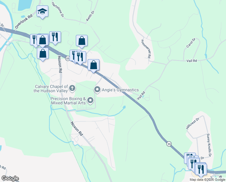 map of restaurants, bars, coffee shops, grocery stores, and more near 27 Meier Road in Poughkeepsie
