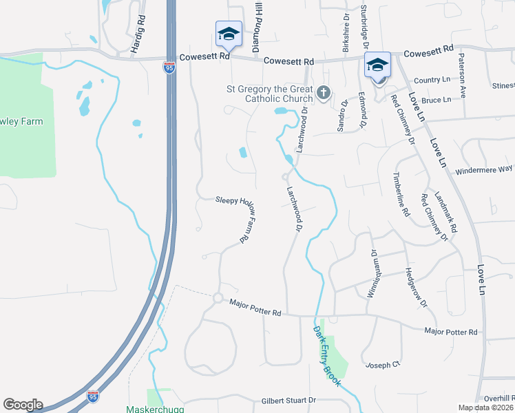 map of restaurants, bars, coffee shops, grocery stores, and more near 220 Cowesett Green Drive in Warwick