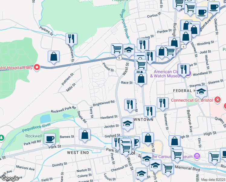 map of restaurants, bars, coffee shops, grocery stores, and more near 435 West Street in Bristol