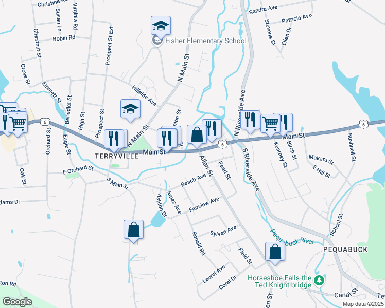 map of restaurants, bars, coffee shops, grocery stores, and more near 8 Maple Street in Plymouth