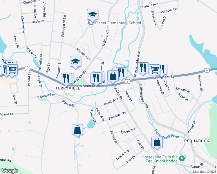 map of restaurants, bars, coffee shops, grocery stores, and more near 8 Maple Street in Plymouth