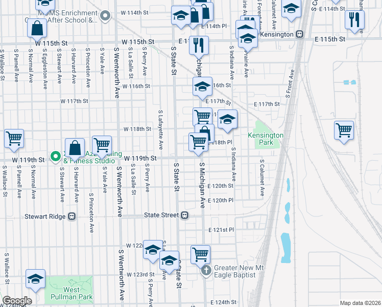 map of restaurants, bars, coffee shops, grocery stores, and more near in Chicago