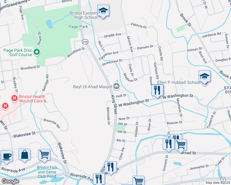 map of restaurants, bars, coffee shops, grocery stores, and more near 350 King Street in Bristol