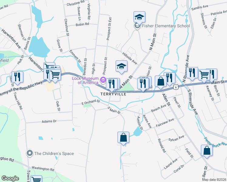 map of restaurants, bars, coffee shops, grocery stores, and more near 5 Wood Court in Plymouth