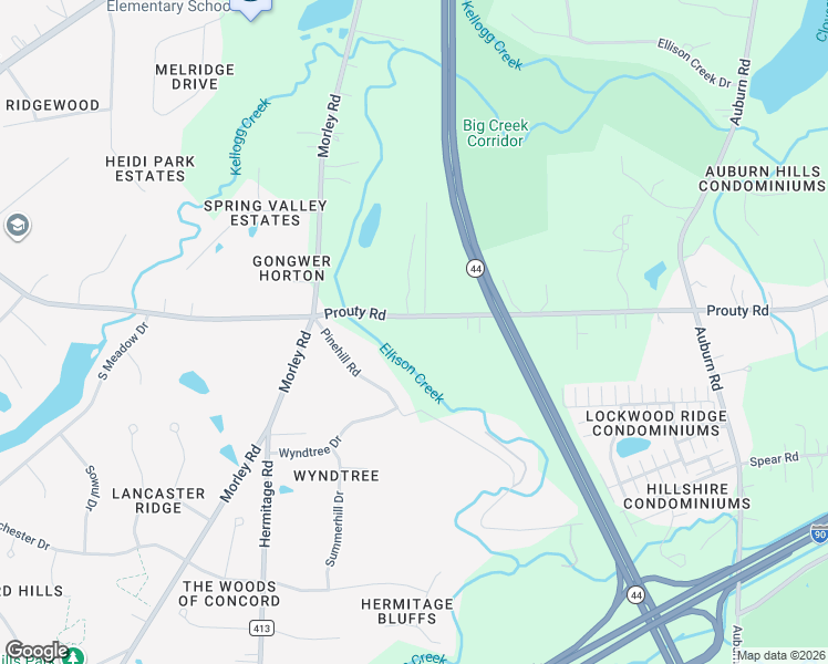 map of restaurants, bars, coffee shops, grocery stores, and more near 10662 County Highway 414 in Painesville