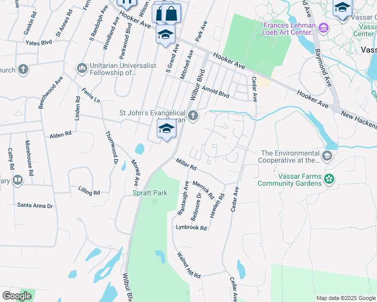 map of restaurants, bars, coffee shops, grocery stores, and more near 406 Crystal Hill Lane in Poughkeepsie
