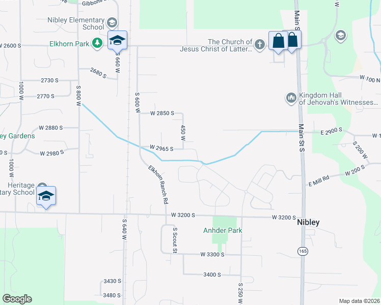 map of restaurants, bars, coffee shops, grocery stores, and more near 430 West 2965 South in Nibley
