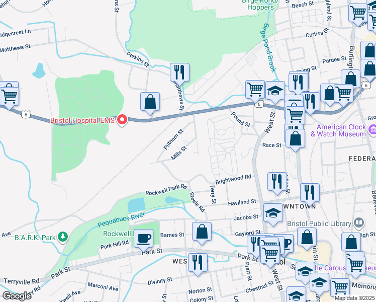 map of restaurants, bars, coffee shops, grocery stores, and more near 36 Mills Street in Bristol