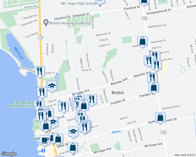 map of restaurants, bars, coffee shops, grocery stores, and more near 15 Alma Avenue in Bristol