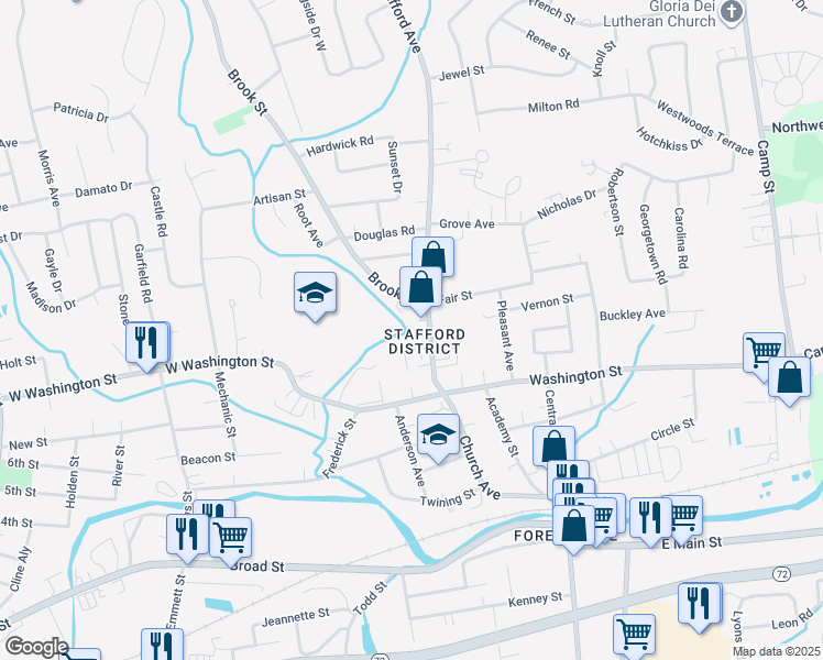 map of restaurants, bars, coffee shops, grocery stores, and more near 65 Stafford Avenue in Bristol