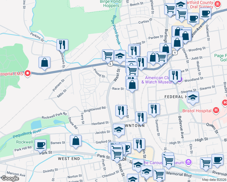 map of restaurants, bars, coffee shops, grocery stores, and more near 50 Race Street in Bristol