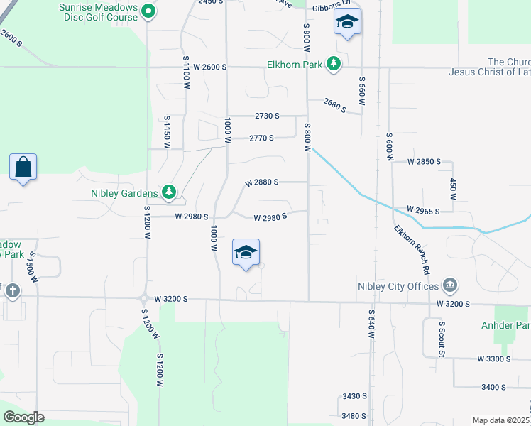map of restaurants, bars, coffee shops, grocery stores, and more near 907 West 2980 South in Nibley