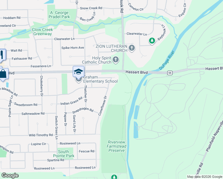 map of restaurants, bars, coffee shops, grocery stores, and more near 11164 Book Road in Naperville