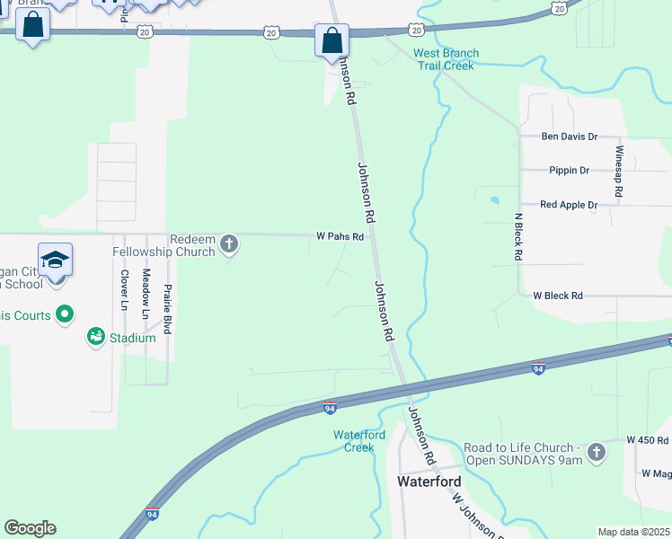 map of restaurants, bars, coffee shops, grocery stores, and more near 4900 North Brookside Drive in Michigan City