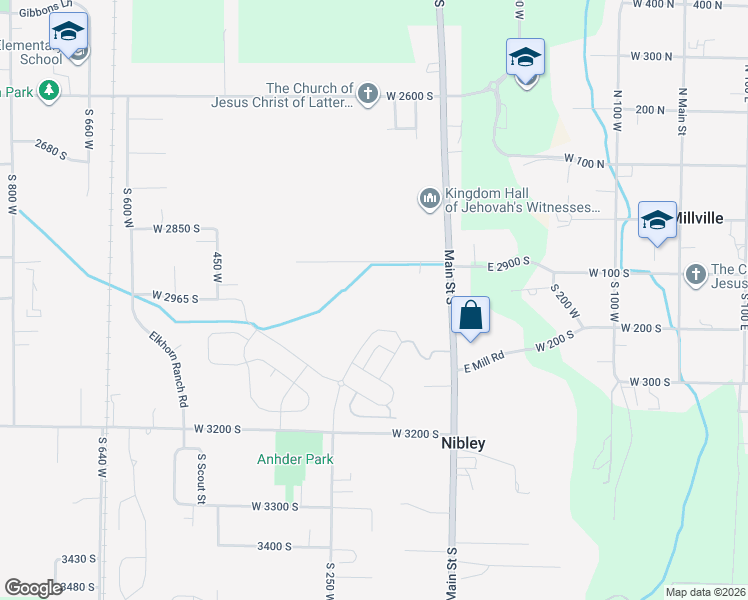 map of restaurants, bars, coffee shops, grocery stores, and more near 258 West 2975 South in Nibley
