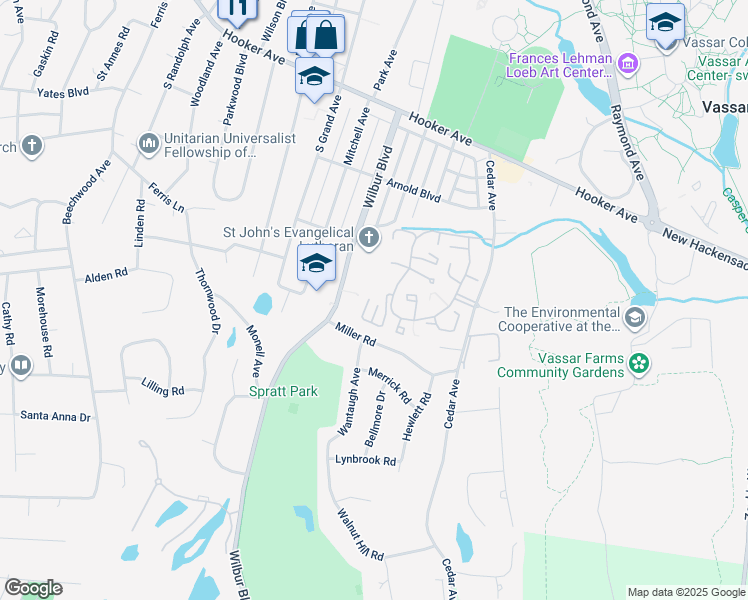 map of restaurants, bars, coffee shops, grocery stores, and more near 314 Crystal Hill Lane in Poughkeepsie