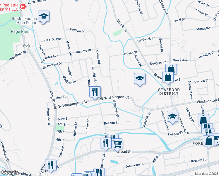 map of restaurants, bars, coffee shops, grocery stores, and more near 137 Mechanic Street in Bristol