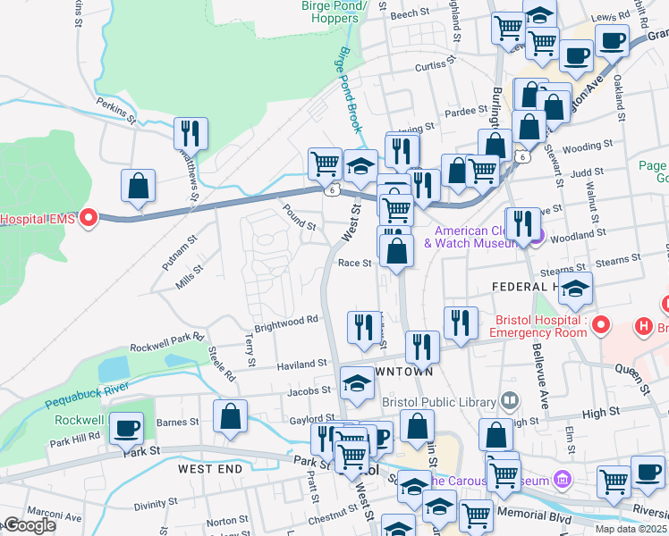 map of restaurants, bars, coffee shops, grocery stores, and more near 435 West Street in Bristol