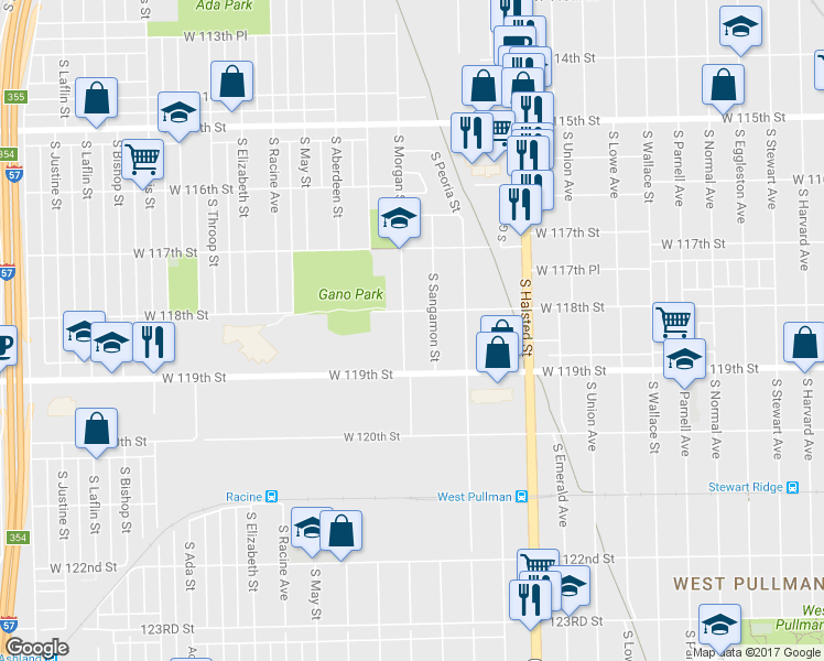 map of restaurants, bars, coffee shops, grocery stores, and more near 11817 South Morgan Street in Chicago