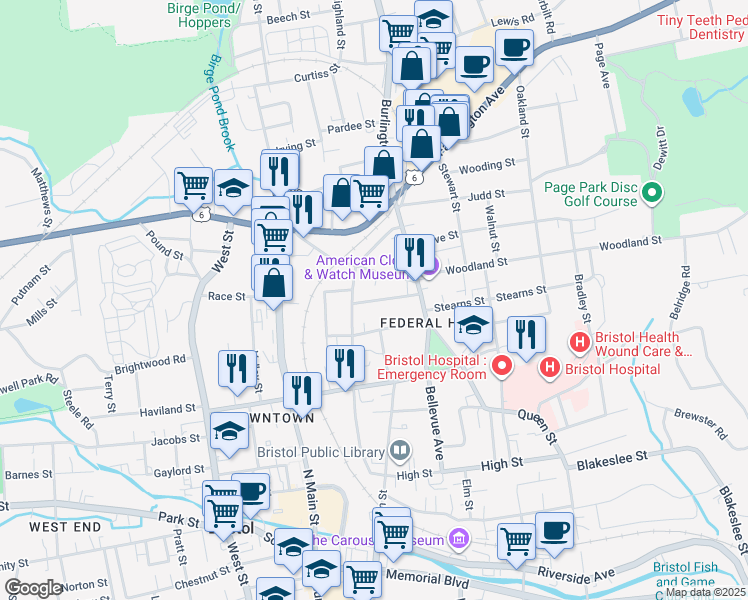 map of restaurants, bars, coffee shops, grocery stores, and more near 68 Merriman Street in Bristol