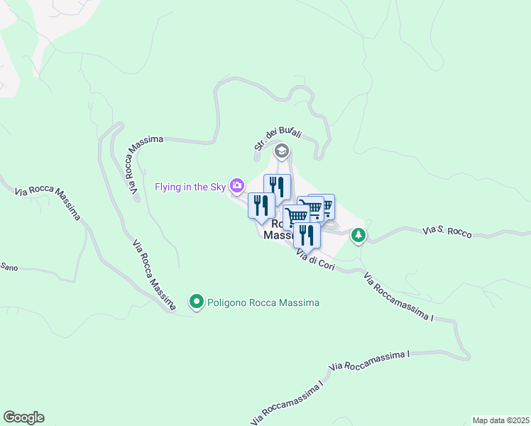 map of restaurants, bars, coffee shops, grocery stores, and more near 20 Via della Marina in Rocca Massima