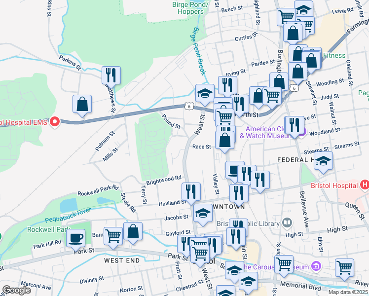 map of restaurants, bars, coffee shops, grocery stores, and more near 435 West Street in Bristol
