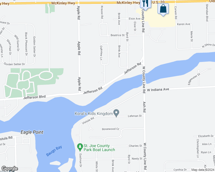 map of restaurants, bars, coffee shops, grocery stores, and more near 10301-10485 Jefferson Road in Osceola