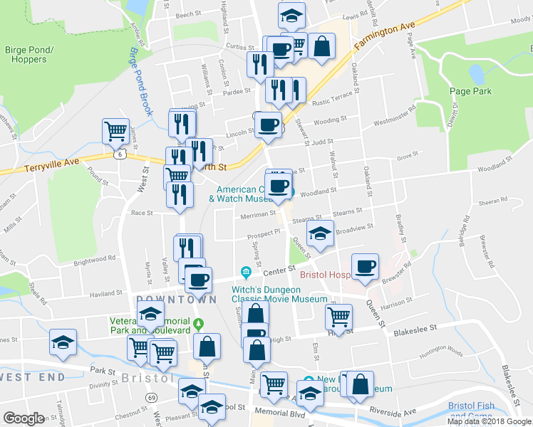 map of restaurants, bars, coffee shops, grocery stores, and more near 34 Merriman Street in Bristol