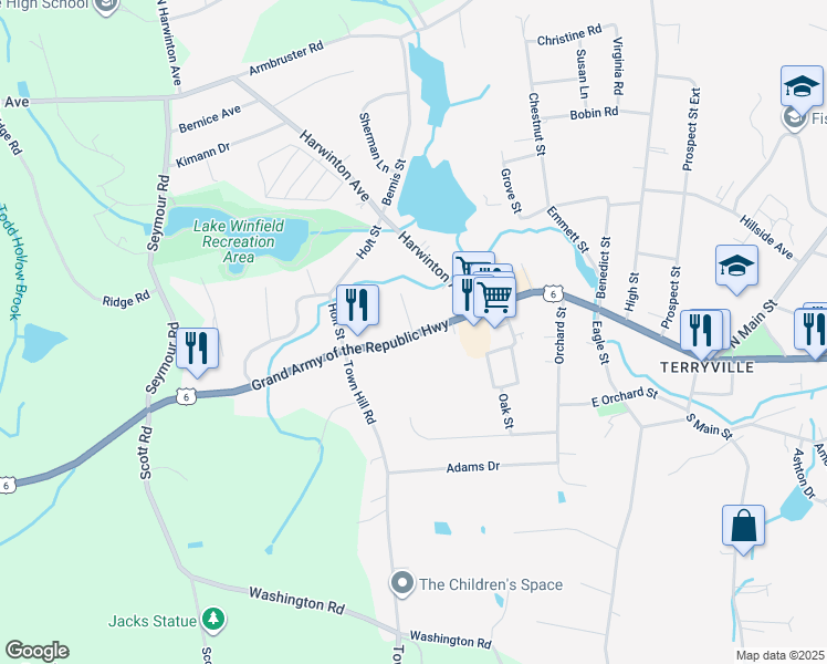 map of restaurants, bars, coffee shops, grocery stores, and more near 356 Main Street in Plymouth
