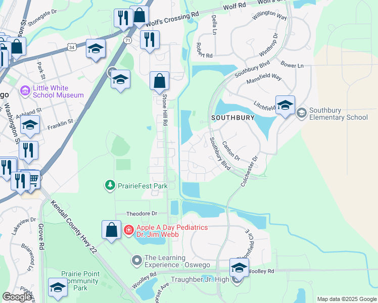 map of restaurants, bars, coffee shops, grocery stores, and more near 243 Lakeshore Drive in Oswego
