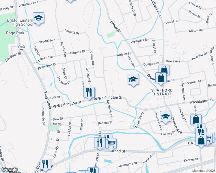 map of restaurants, bars, coffee shops, grocery stores, and more near 137 Mechanic Street in Bristol