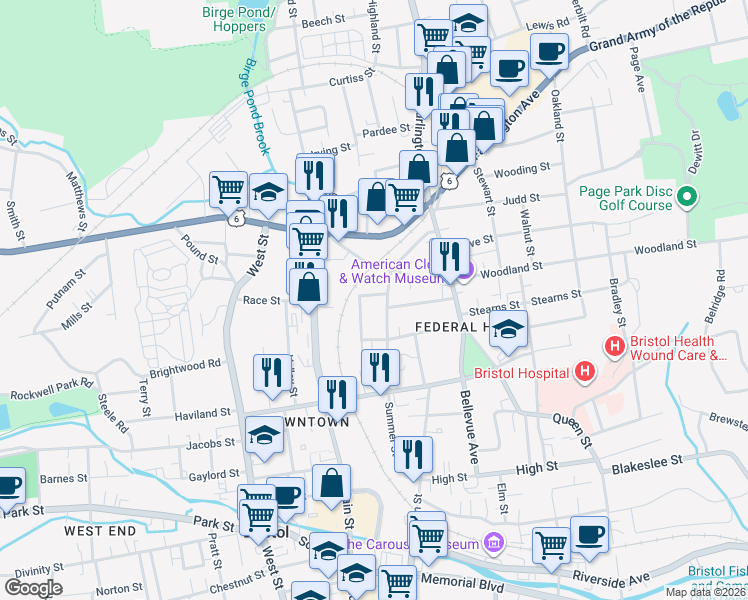 map of restaurants, bars, coffee shops, grocery stores, and more near 29 Lincoln Place in Bristol