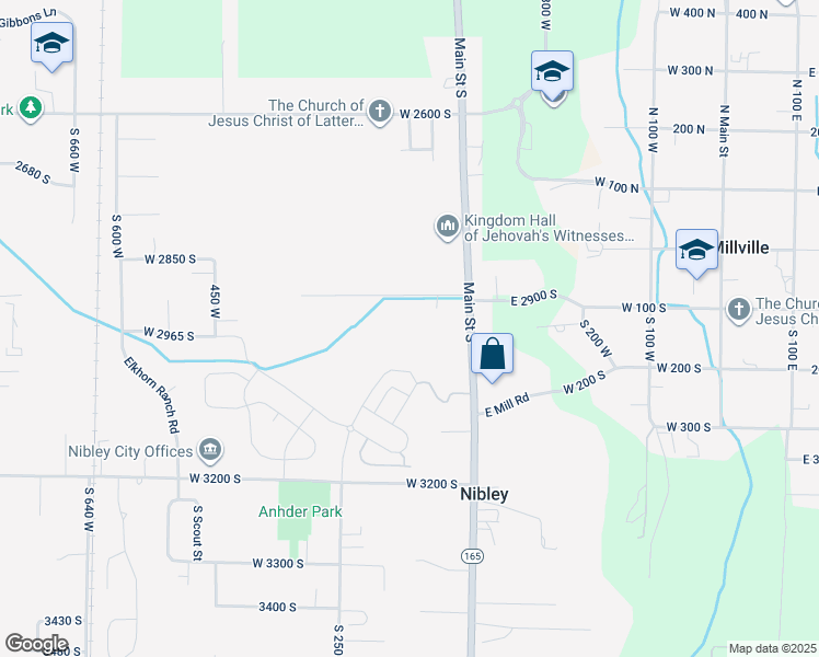 map of restaurants, bars, coffee shops, grocery stores, and more near 225 West 2975 South in Nibley