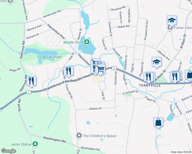 map of restaurants, bars, coffee shops, grocery stores, and more near 321 Main Street in Plymouth