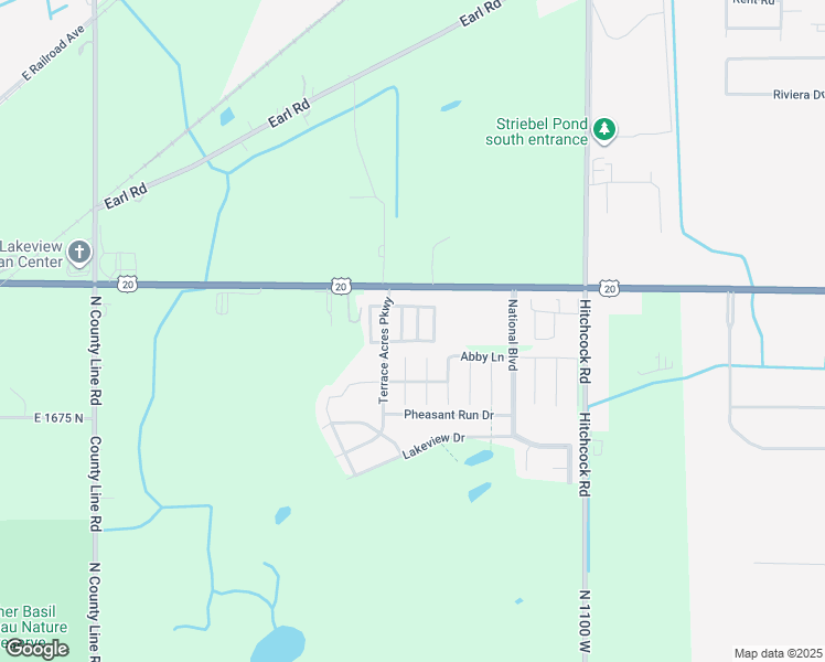map of restaurants, bars, coffee shops, grocery stores, and more near 74 Farmington Drive in Michigan City