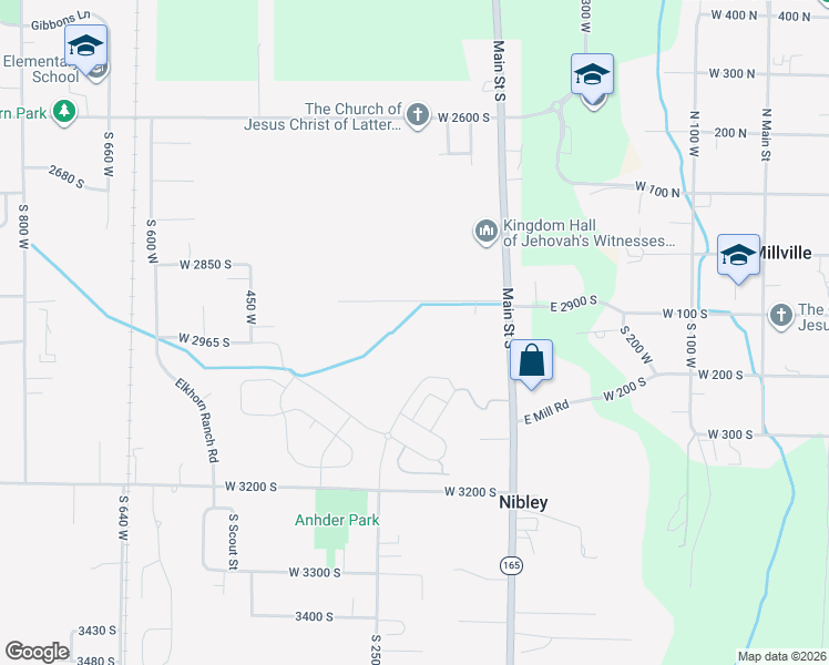 map of restaurants, bars, coffee shops, grocery stores, and more near 267 West 2975 South in Nibley