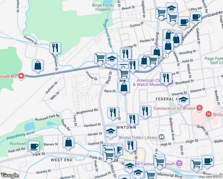 map of restaurants, bars, coffee shops, grocery stores, and more near 50 Race Street in Bristol