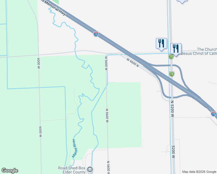 map of restaurants, bars, coffee shops, grocery stores, and more near 9420 North 5600 West in Elwood