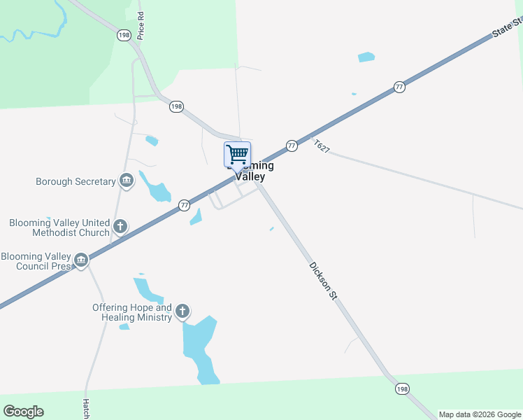 map of restaurants, bars, coffee shops, grocery stores, and more near 15023-15227 Dickson Street in Guys Mills