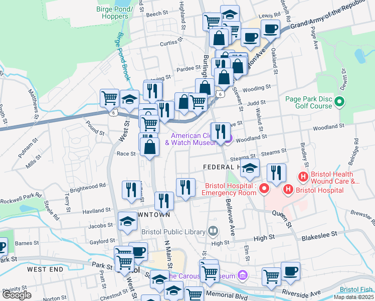 map of restaurants, bars, coffee shops, grocery stores, and more near 68 Merriman Street in Bristol